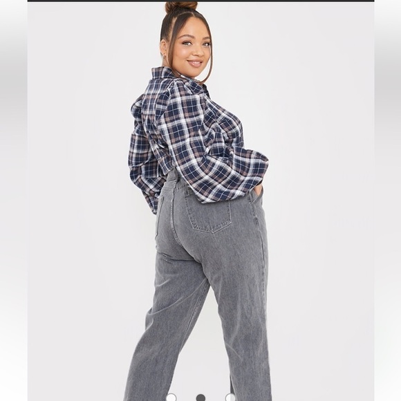 ASOS In Style X Olivia Bowen Highrise Slim Straight Grey Jeans Cotton Size 14 - Picture 2 of 15